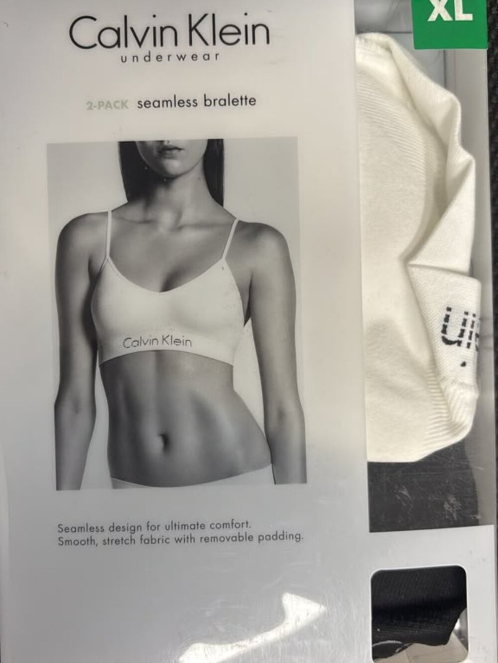 Calvin Klein Ladies' Seamless Bralette, Removable Pads, Signature Logo Band, XL